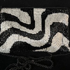 Chic Black and Silver Beaded Wristlet